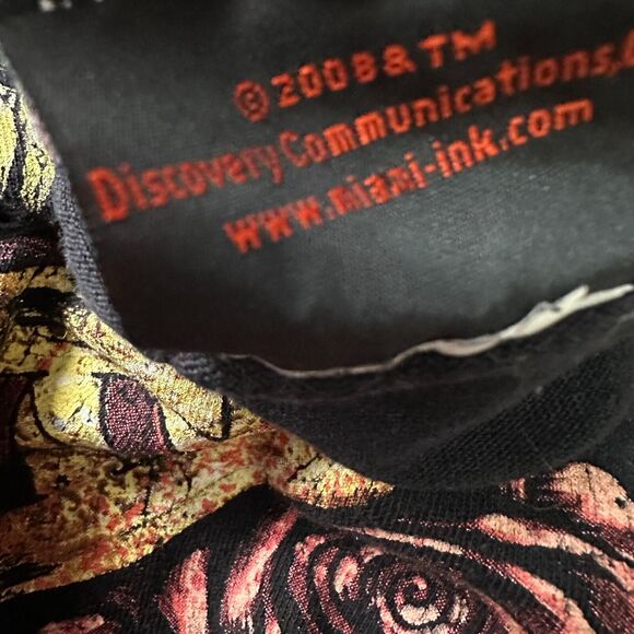 Miami Ink T-Shirt Men’s Large Black Skull Hat Y2K Tattoo Show 2008 Short Sleeve - Picture 6 of 9